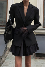 Cora | Klassieke Blazer met Kanten Rand Dames - Lichtgewicht Kantmix, Slim-Fit Design