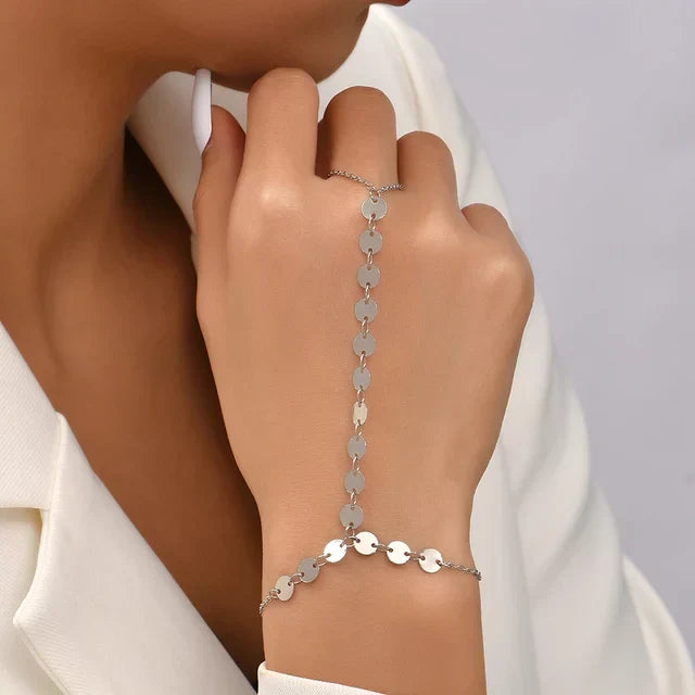 Elicia | Goudkleurige Armband met Ring - Elegant met Verstelbare Sluting