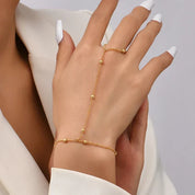 Elicia | Goudkleurige Armband met Ring - Elegant met Verstelbare Sluting