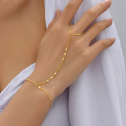Elicia | Goudkleurige Armband met Ring - Elegant met Verstelbare Sluting