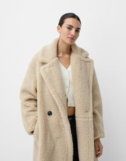Cynthia | Lange Winterjas Dames - Zachte Teddy Jas met Double-Breasted Look