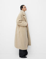 Cynthia | Lange Winterjas Dames - Zachte Teddy Jas met Double-Breasted Look