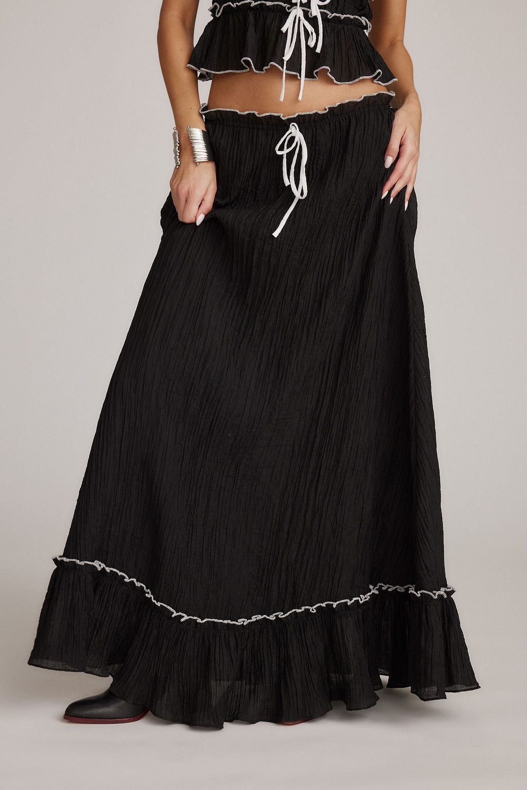Charleigh | Dames tweedelige set met spaghettibandjes lange rok