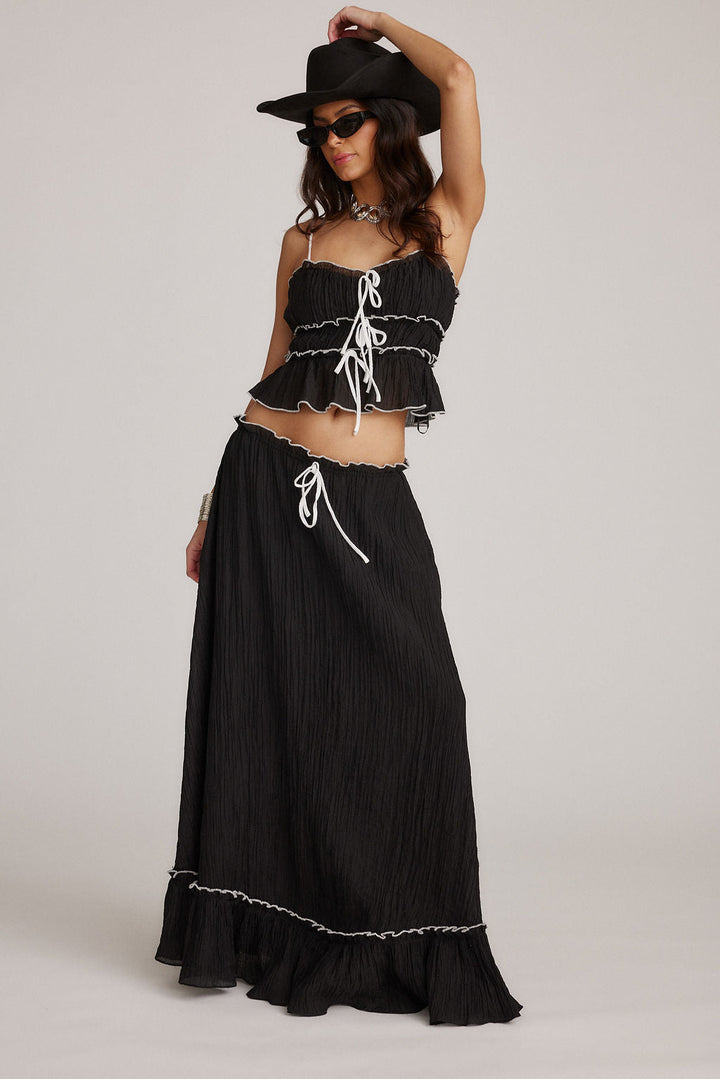 Charleigh | Dames tweedelige set met spaghettibandjes lange rok