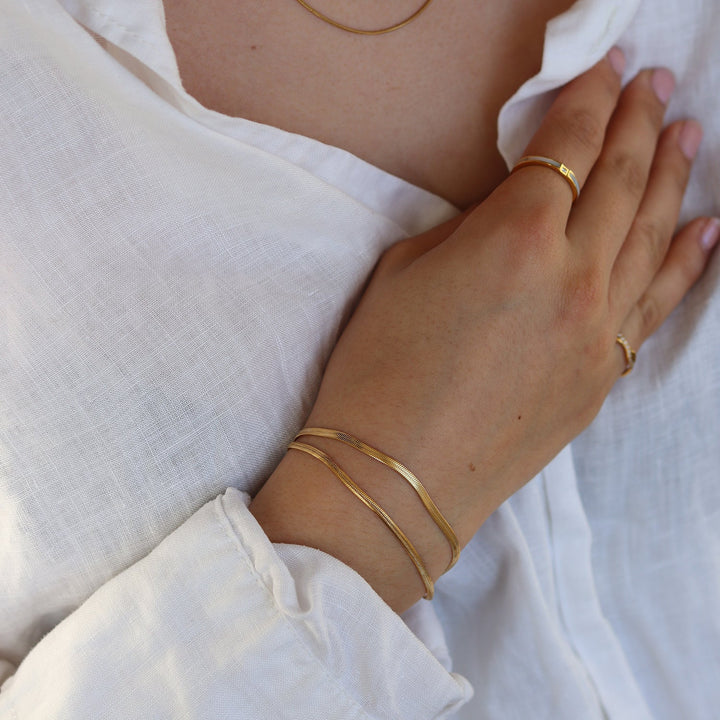 Ruth | Dames armband met dubbele en gevlochten schakel