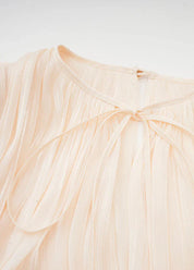 Lucetta | Champagne Mini Jurk met Plooi & Parelknopen
