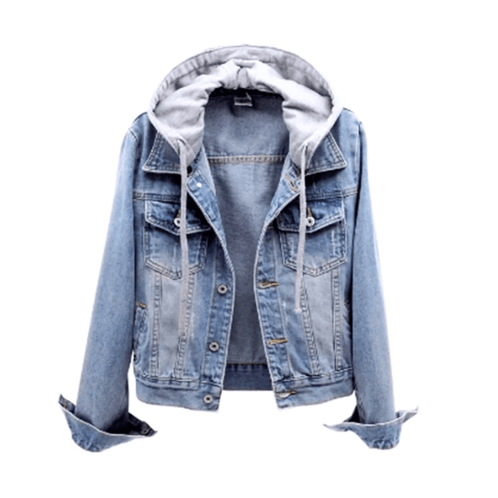 Ava | Dames spijkerjack met capuchon knoopsluiting