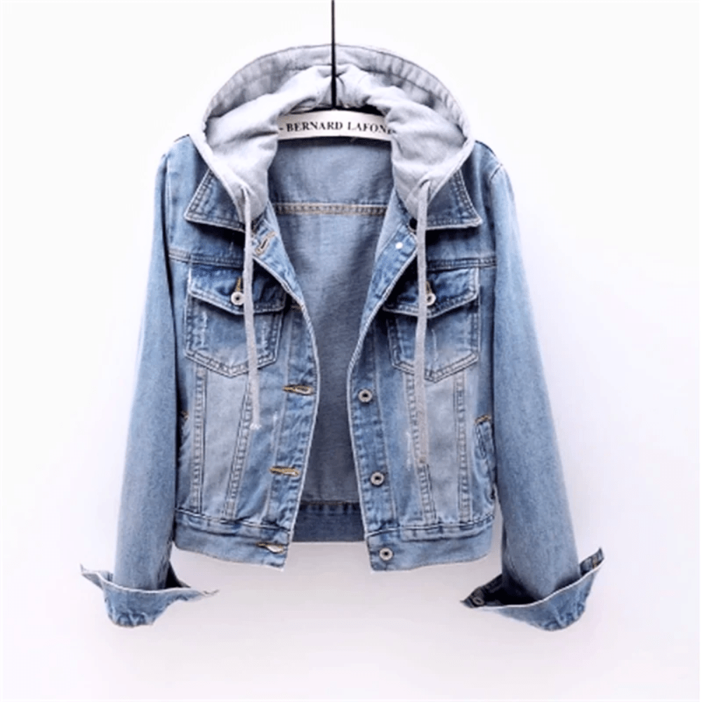 Ava | Dames spijkerjack met capuchon knoopsluiting