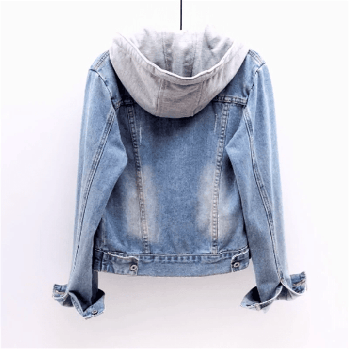 Ava | Dames spijkerjack met capuchon knoopsluiting