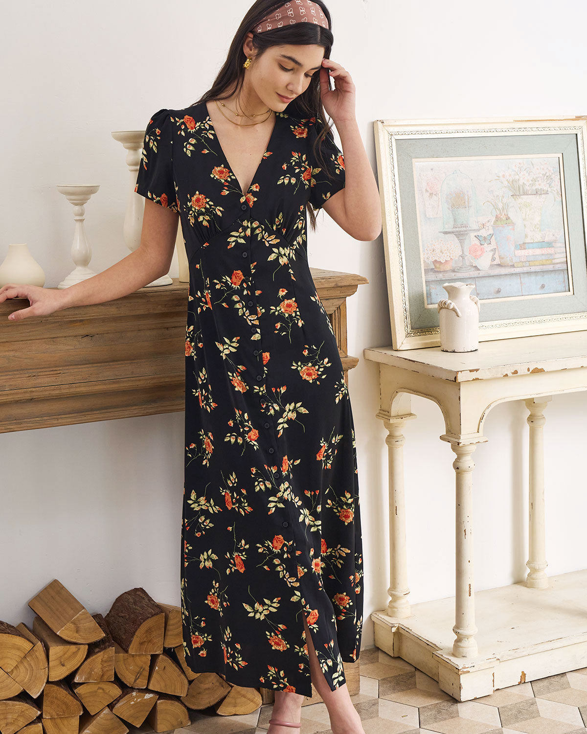 Daisy | V-hals Maxi Jurk met Bloemenprint, Verfijnd en Comfortabel