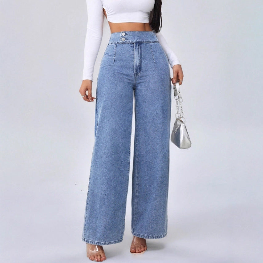Daisy | Dames Retro Jeans - Hoogwaardige Denim, Straight Leg Jeans