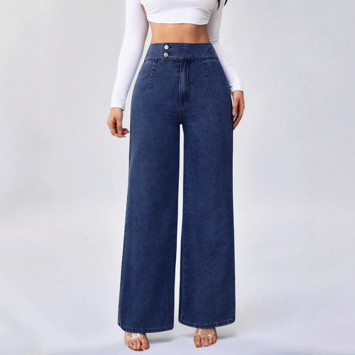 Leyla | Dames Jeans met Hoge Taille Wijde Pijpen