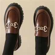 Daisy | Zwarte Chunky Loafers Dames - Luxe Design met Ketting Detail