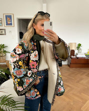 Dalia | Gevoerde Dames Jas met Bloemenprint - Oversized, Lange Jas Winter