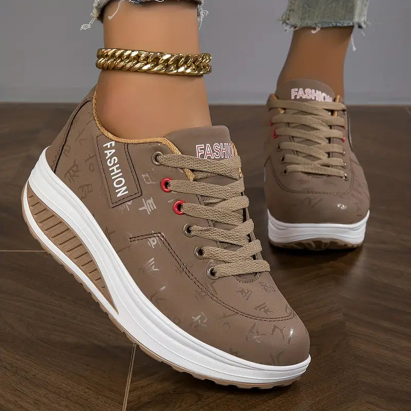 Presley | Dames sneakers met veters en platformzool