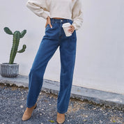 Darlene | High Waist Jeans Dames - Donkerblauw, Straight Fit