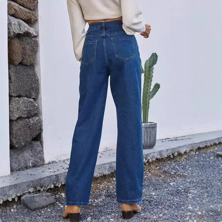 Estrella | Dames Broek met Hoge Taille Rechte Pijpen