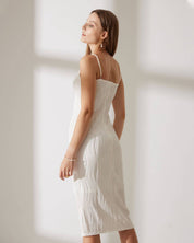 Diana | Elegante Midi-Jurk Dames - Ribstructuur met Parelbandjes