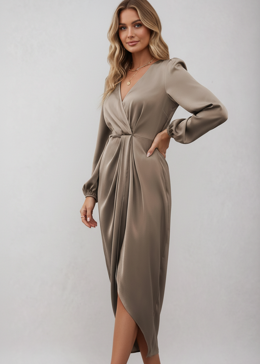 Diana | Wikkel Midi Jurk Dames - Elegante, Flatterend V-Halsontwerp