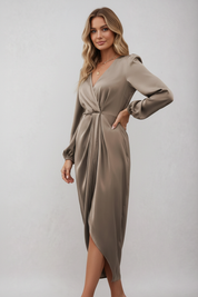 Diana | Wikkel Midi Jurk Dames - Elegante, Flatterend V-Halsontwerp
