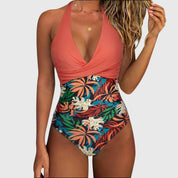 Dunya | Stijlvol Badpak set Dames - Sculpted V-hals, Tropische Print en Veelzijdig