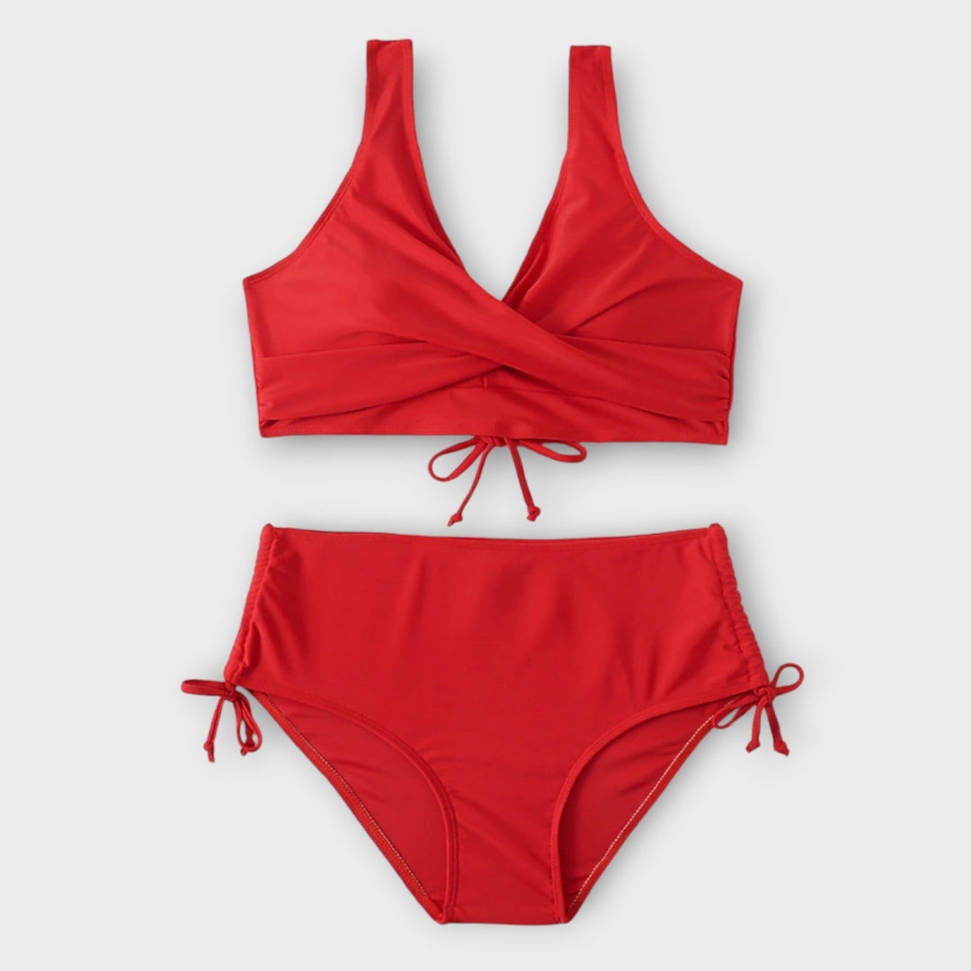 Vanessa | Dames bikini met overslagtop en strikkoordbroekje