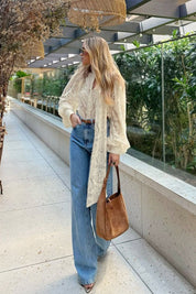 Dunja | Witte Blouse Dames - Doorzichtige Kanten Accenten, Romantisch Strikdetail
