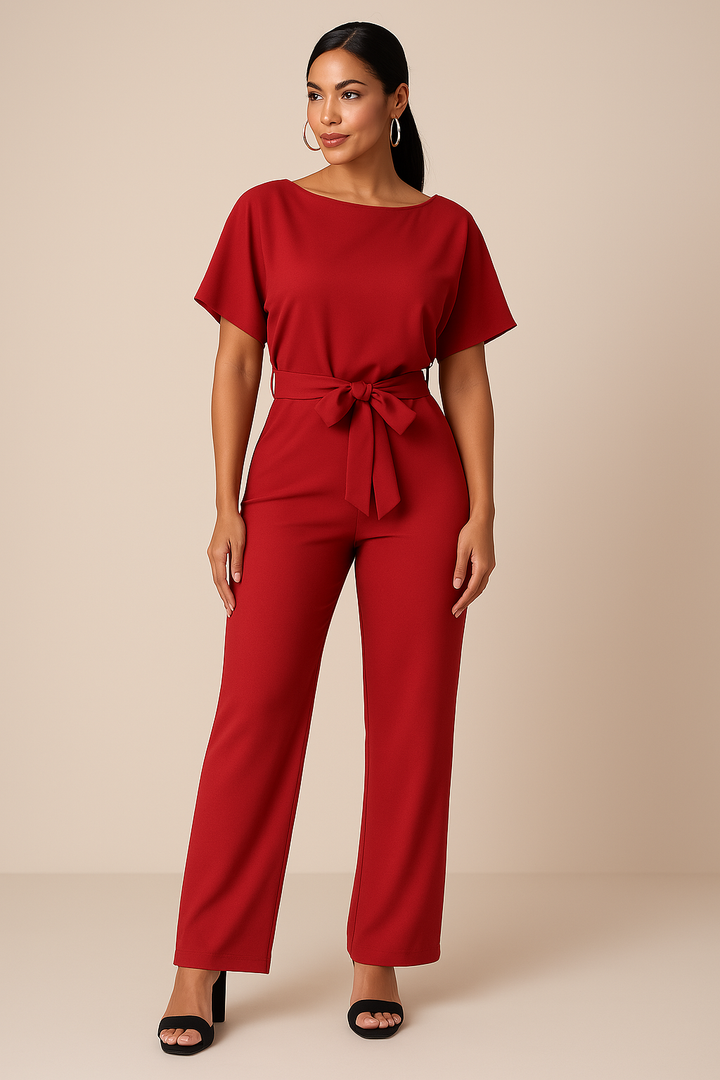 Vienna | Dames jumpsuit met ceintuur en wijde pijpen
