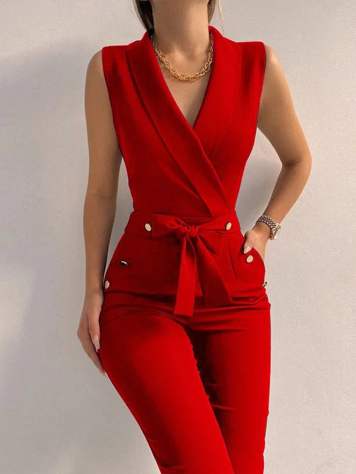 Bregje | Dames jumpsuit met overslag ceintuur