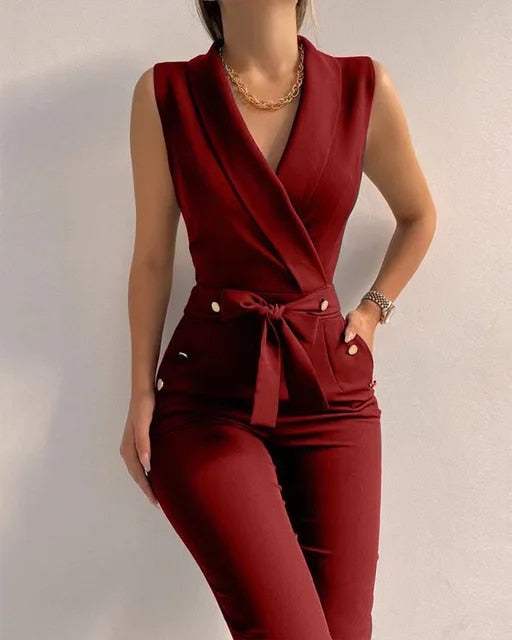 Bregje | Dames jumpsuit met overslag ceintuur