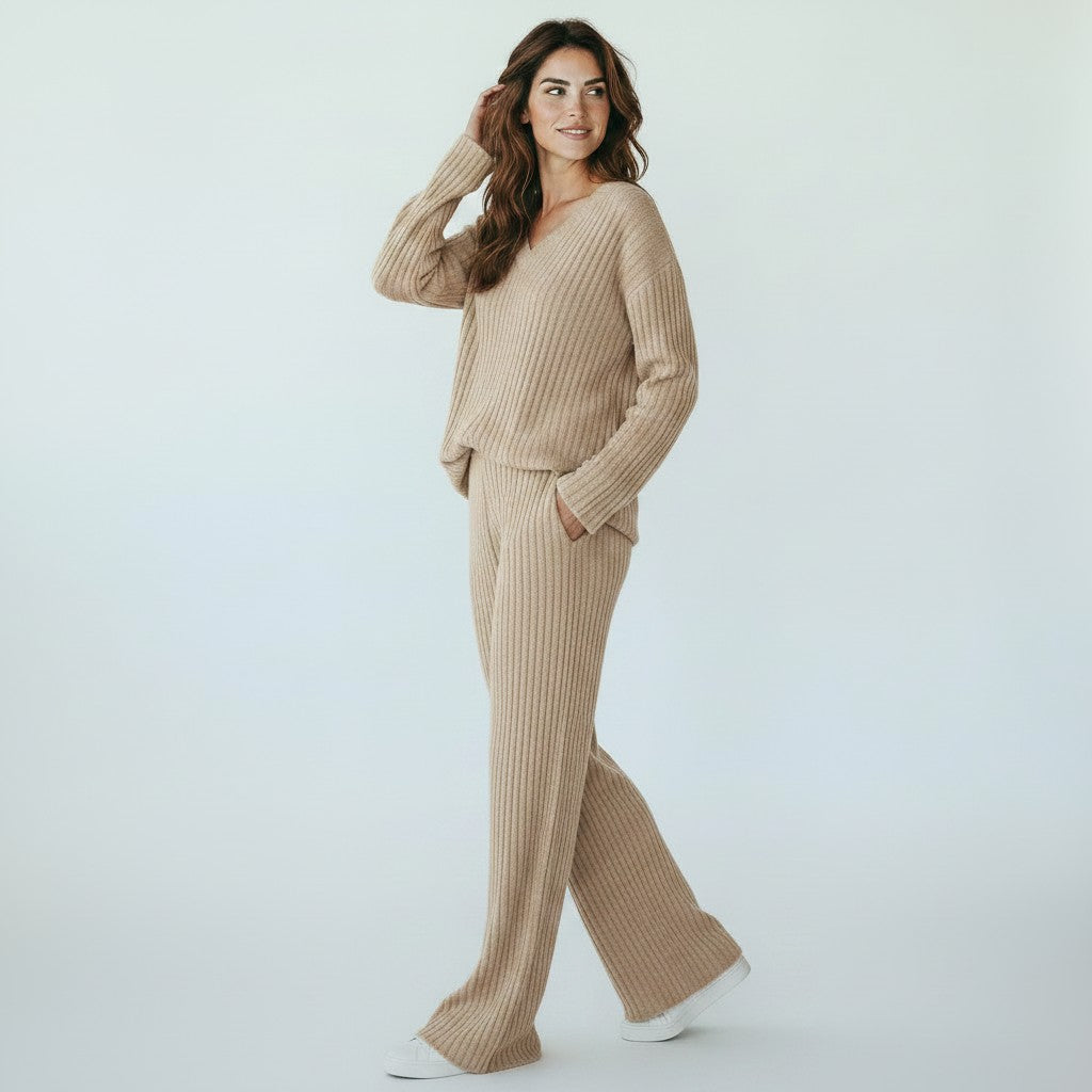 Elin | Comfortabele Tweedelig Loungewear Set Dames - Jogging Ribstof