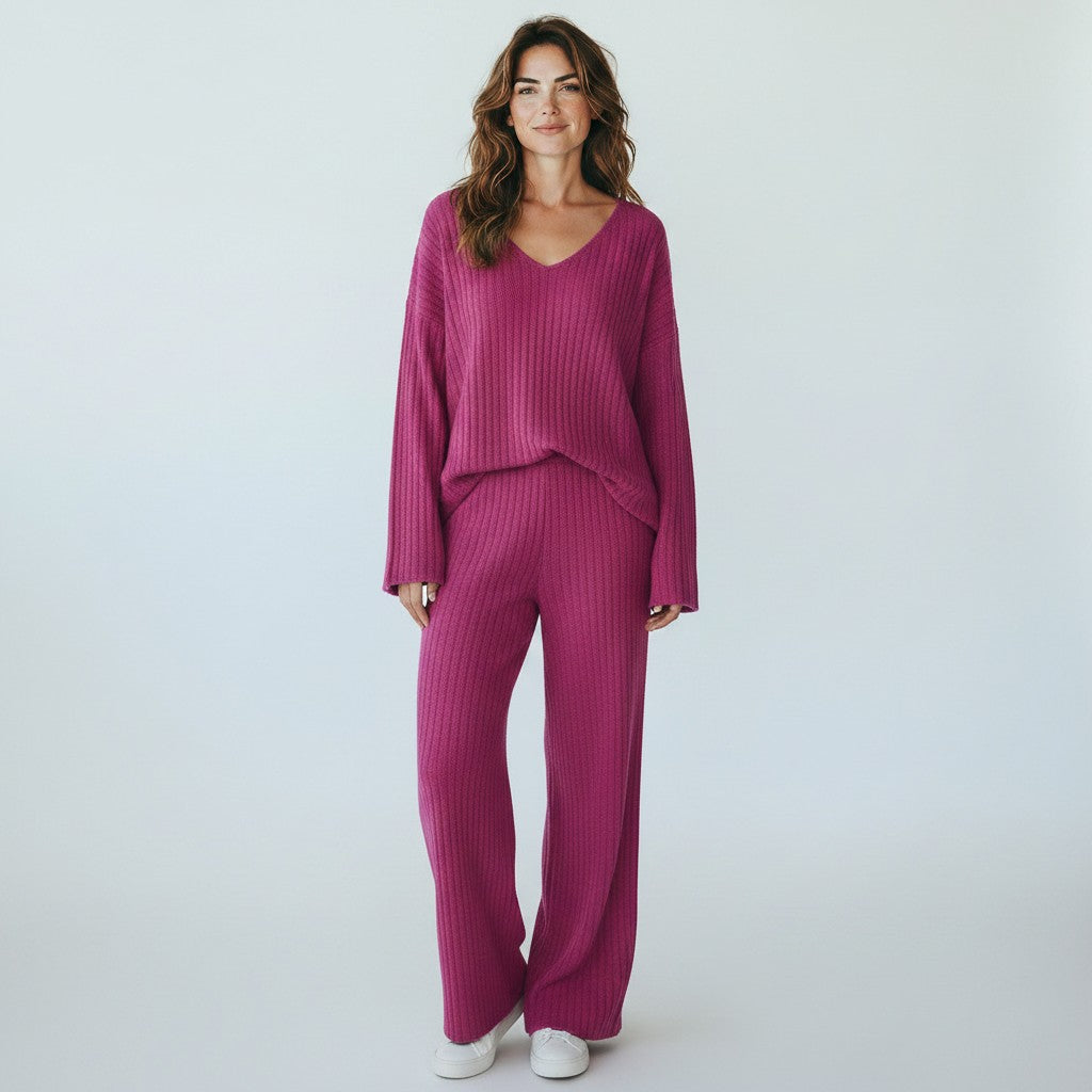 Elin | Comfortabele Tweedelig Loungewear Set Dames - Jogging Ribstof