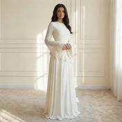 Elysia | Verfijnde Maxi Jurk - Vloeiende Stof met Ruffle Details, Elegante Pasvorm