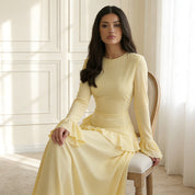 Elysia | Verfijnde Maxi Jurk - Vloeiende Stof met Ruffle Details, Elegante Pasvorm
