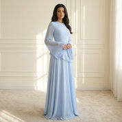 Elysia | Verfijnde Maxi Jurk - Vloeiende Stof met Ruffle Details, Elegante Pasvorm