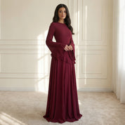 Elysia | Verfijnde Maxi Jurk - Vloeiende Stof met Ruffle Details, Elegante Pasvorm