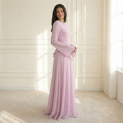 Elysia | Verfijnde Maxi Jurk - Vloeiende Stof met Ruffle Details, Elegante Pasvorm