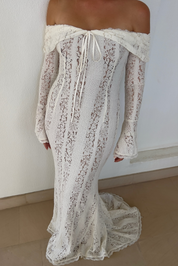 Suus | Luxe Off-Shoulder Maxi Jurk van Kant