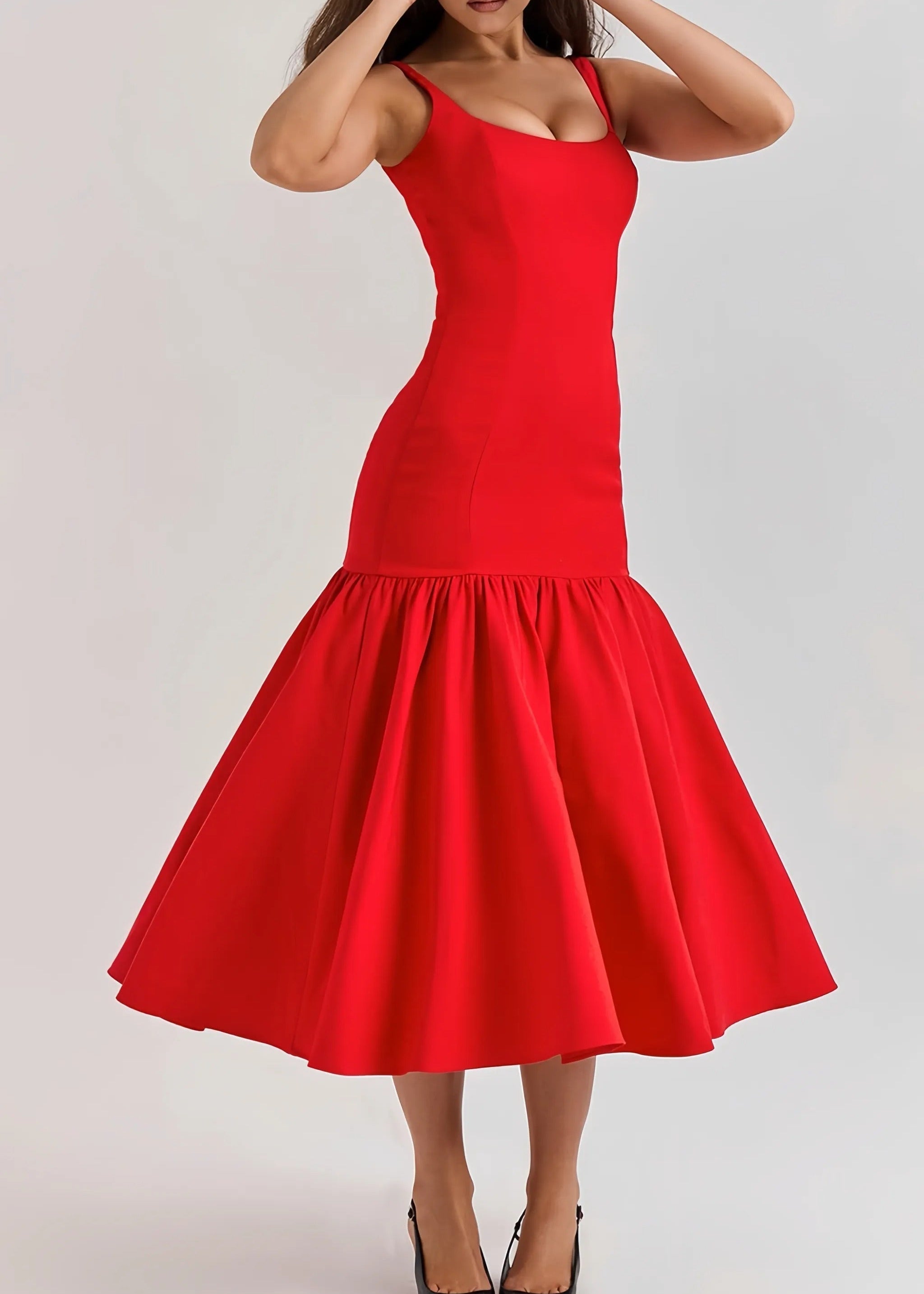 Eveline___Dames_Midi_Jurk_-_Hoogwaardige_Stof_met_Ruches__Elegant_Jurkje_0.jpg