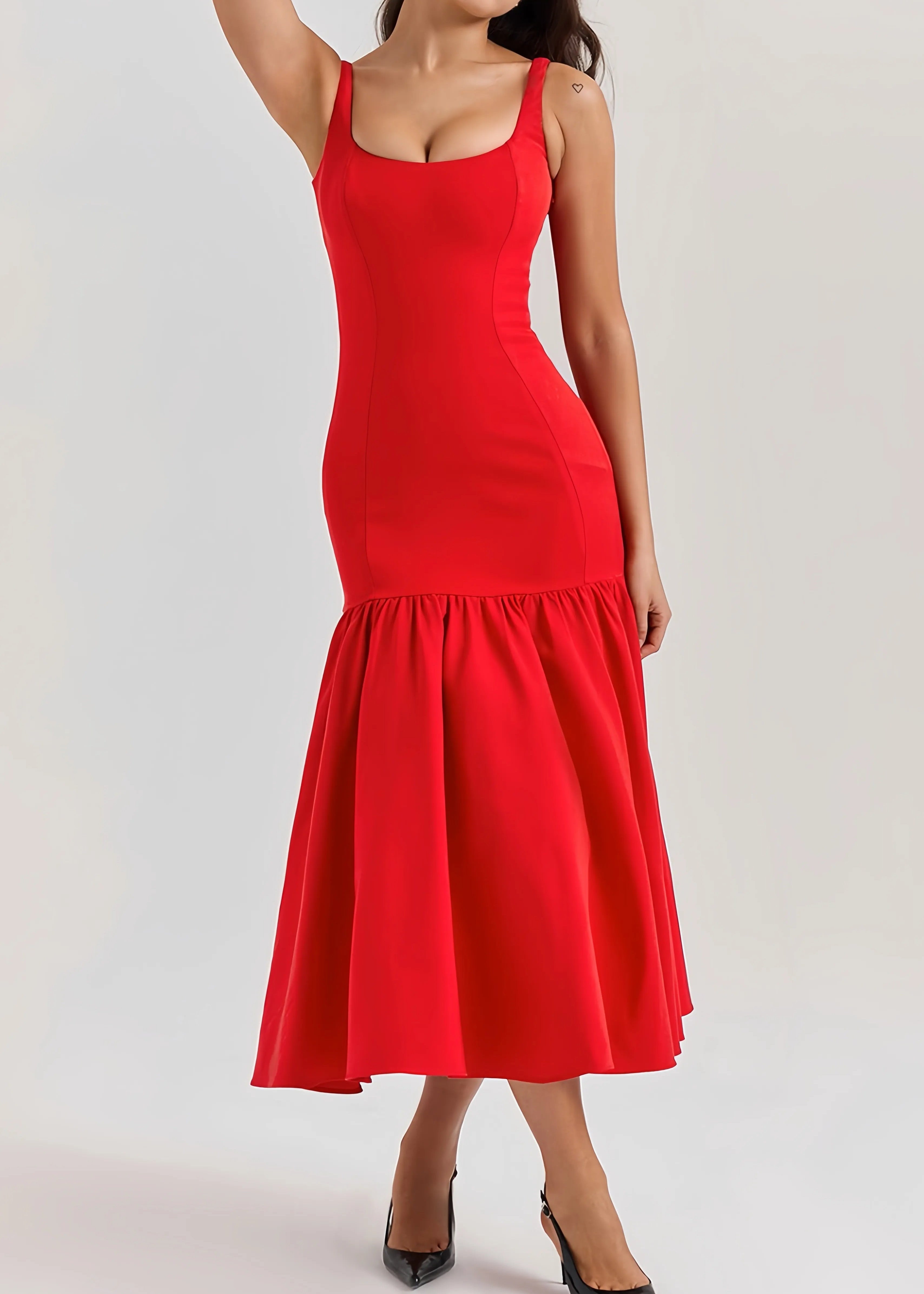 Eveline___Dames_Midi_Jurk_-_Hoogwaardige_Stof_met_Ruches__Elegant_Jurkje_1.jpg