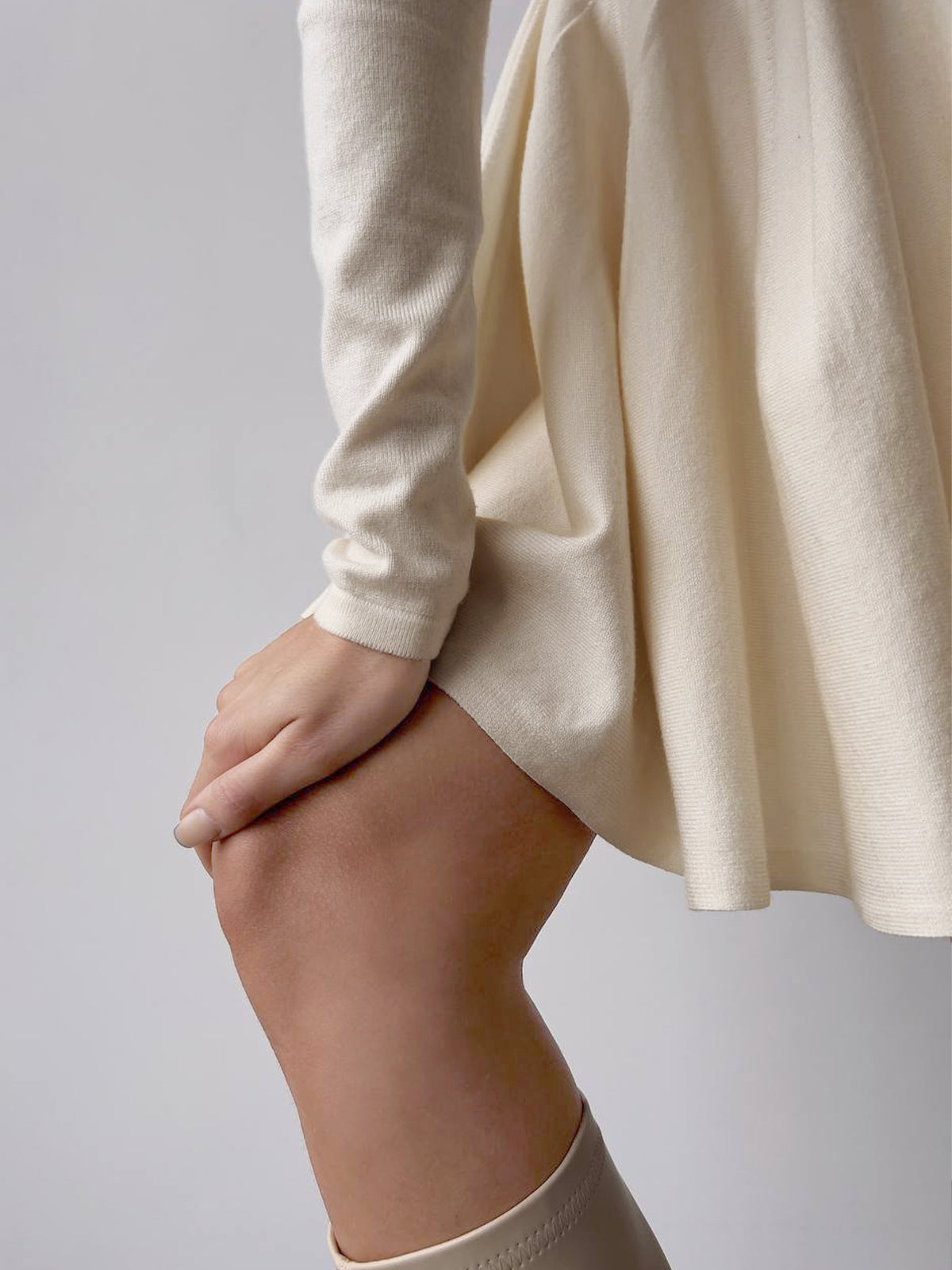 Lovie | Trendy Fit-and-Flare Jurk - Gestructureerde Rok, Ronde Halslijn met Lange Mouwen