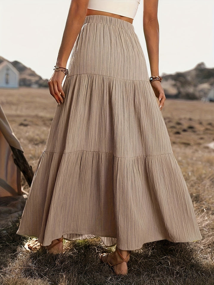 Elin | Dames maxi rok met knoopsluiting gelaagd ontwerp