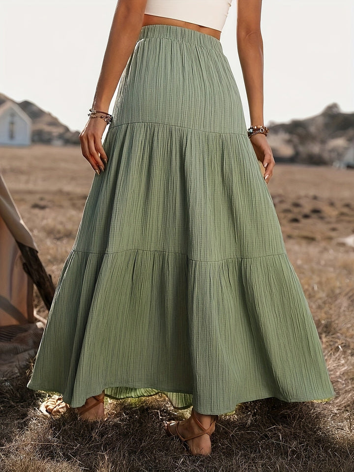 Elin | Dames maxi rok met knoopsluiting gelaagd ontwerp