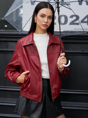 Fero | Casual Vegan Leren Jas Dames - Kort Model met Lange Mouwen