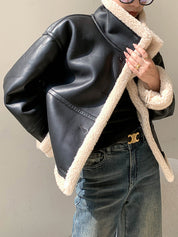 Creete | Fleece Gevoerde Lederen Jas voor Dames - Warm en Comfortabel