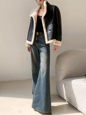 Creete | Fleece Gevoerde Lederen Jas voor Dames - Warm en Comfortabel
