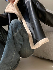 Creete | Fleece Gevoerde Lederen Jas voor Dames - Warm en Comfortabel