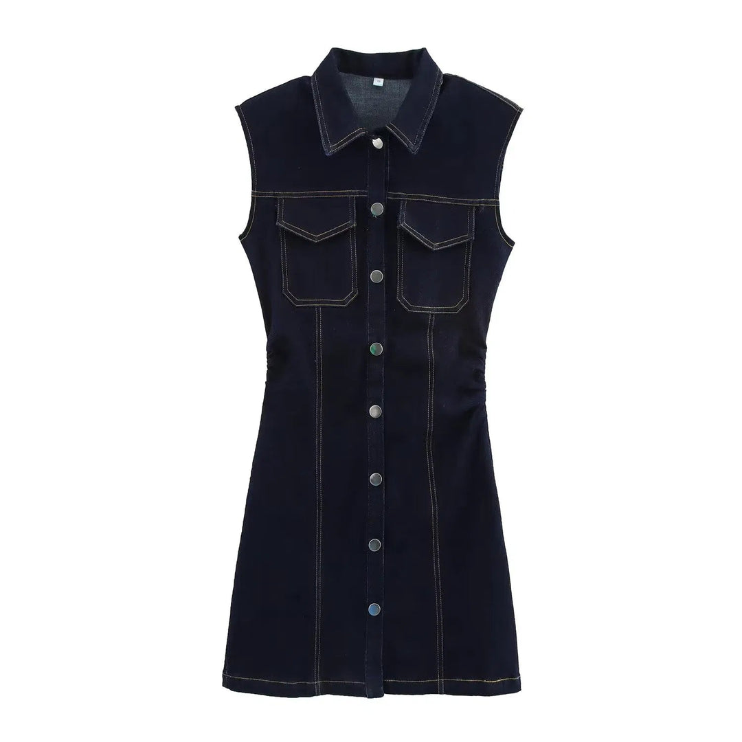 Celia | Dames mini jurk met knoopsluiting borstzakken