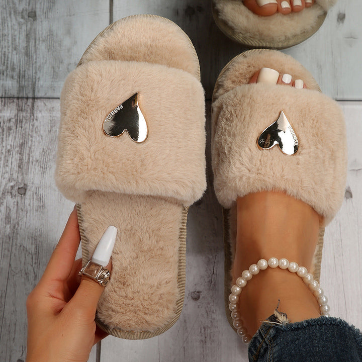 Bonnie | Dames pantoffels met hartdetail open teen