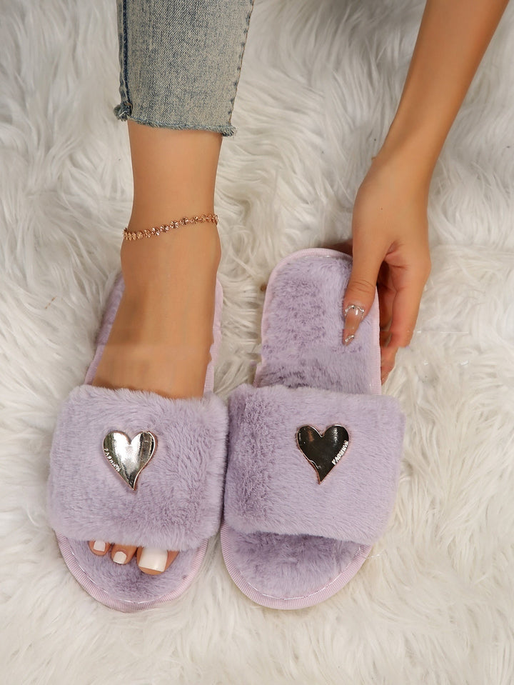 Bonnie | Dames pantoffels met hartdetail open teen